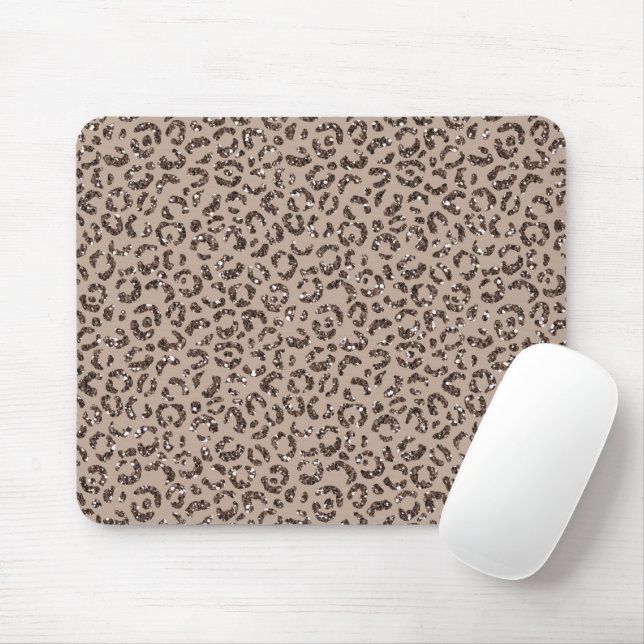 Chocolate Brown Mocha Cream Leopard Glitter       Mouse Pad (With Mouse)