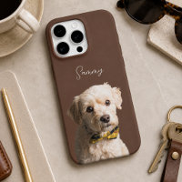 Chocolate Brown Modern Dog Photo and Script Name