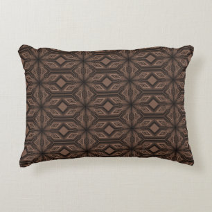 Chocolate Brown Mosaic Cotton Accent Pillow 16x12