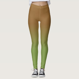 Chocolate Brown Olive Green Ombre Leggings