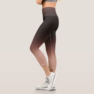 Chocolate Brown Ombre Elegant Gradient Capri Leggings