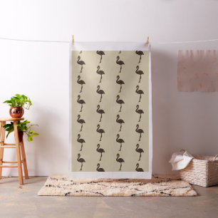 Chocolate Brown Patterned Flamingo Fabric