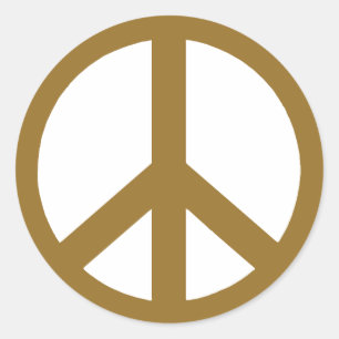 Chocolate Brown Peace Symbol Classic Round Sticker