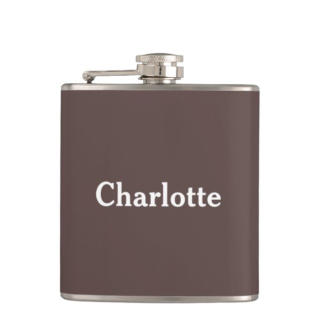 Chocolate Brown Personalised Flask (Front)