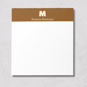 Chocolate Brown Personalised Name Letter Monogram Notepad
