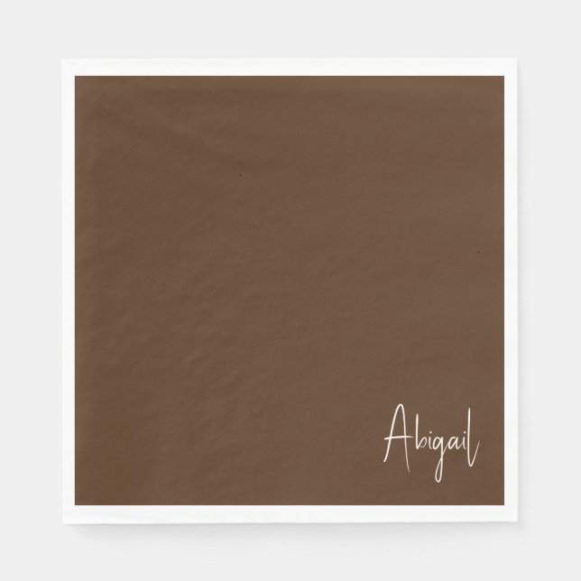 Chocolate Brown  Personalised Shower  Napkin (Front)