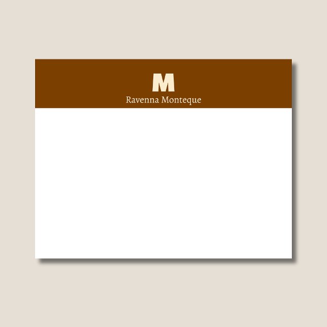 Chocolate Brown Personalized Name Letter Monogram  Card (Creator Uploaded)