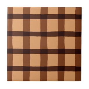 Chocolate Brown Plaid Ceramic Tile