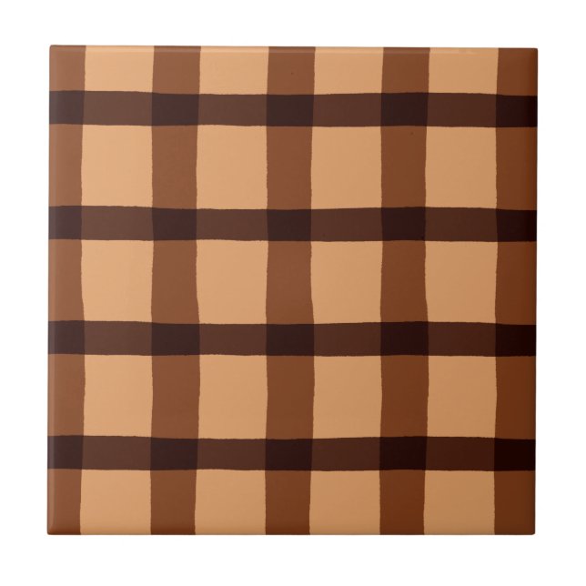 Chocolate Brown Plaid Ceramic Tile (Front)