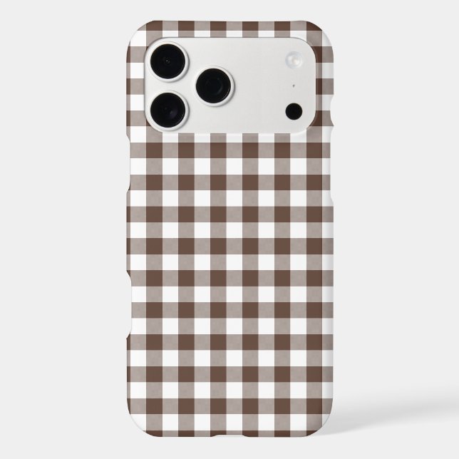 Chocolate Brown Plaid Gingham Retro iPhone Case (Back)