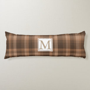 Chocolate Brown Plaid Monogrammed Body Cushion