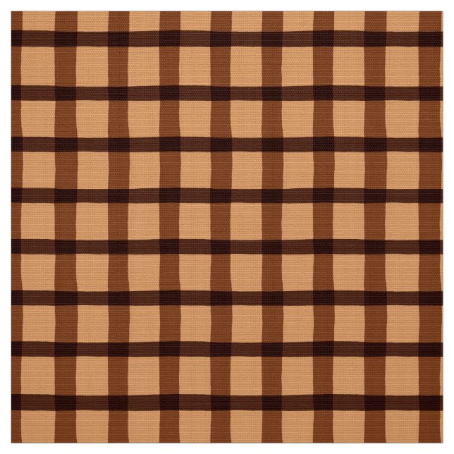 Chocolate Brown Plaid Pattern Fabric (Swatch)