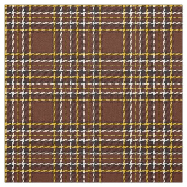 Chocolate brown plaid,with gold/white/black stripe fabric (Swatch)