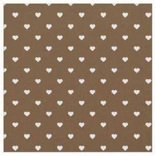 Chocolate Brown Polka Dot Hearts Fabric