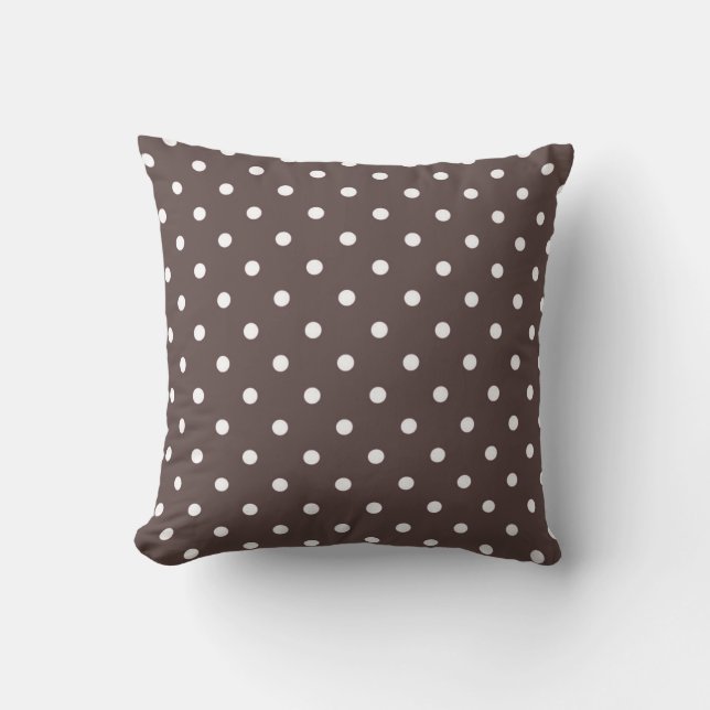 Chocolate Brown Polka Dot Throw Pillow (Front)