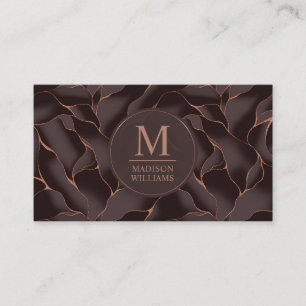 Chocolate Brown & Rose Gold Abstract Wave Pattern Business Card