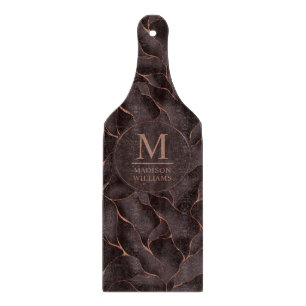Chocolate Brown & Rose Gold Abstract Wave Pattern Cutting Board