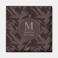 Chocolate Brown & Rose Gold Abstract Wave Pattern