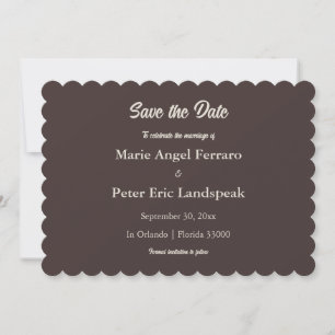 Chocolate Brown Scalloped Save the Date Card