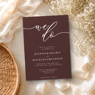 Chocolate Brown Signature We Do Typo Wedding Invitation