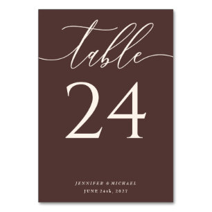 Chocolate Brown Simple Elegant Seating Table Number