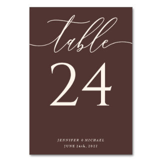 Chocolate Brown Simple Elegant Seating Table Number