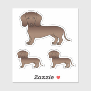 Chocolate Brown Smooth Hair Dachshund Cartoon Dog