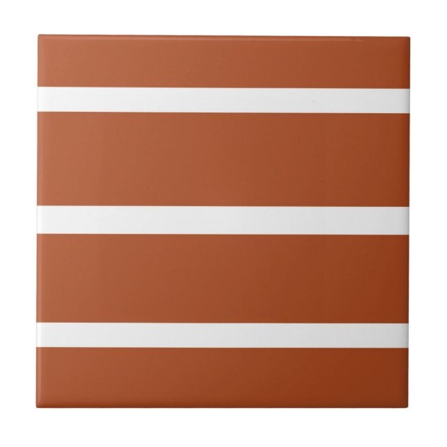 Chocolate Brown Stripes Design  Ceramic Tile (Front)