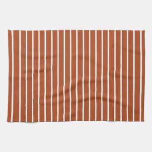 Chocolate Brown Stripes Design Tea Towel