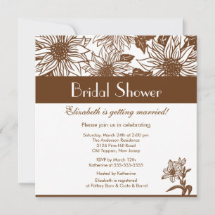 Chocolate Brown Sunflower Bridal Shower Invitation
