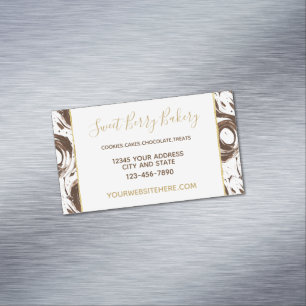 Chocolate Brown Swirls Magnetic Business Card