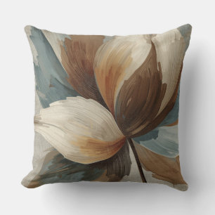 Chocolate Brown Teal Blue Cocoa Rustic Floral Cushion