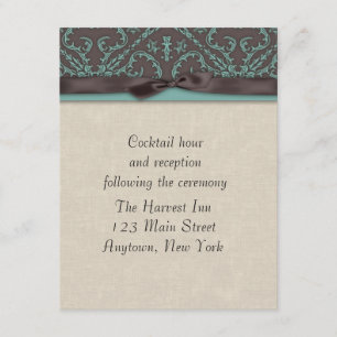 Chocolate Brown Turquoise Reception Card