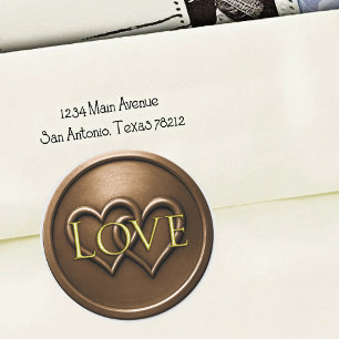 Chocolate Brown Two Hearts Intertwined Wedding Classic Round Sticker
