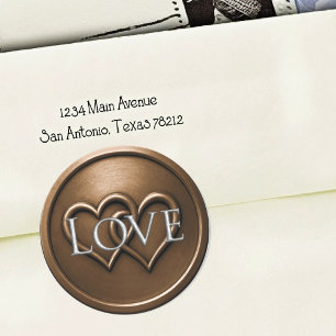 Chocolate Brown Two Hearts Intertwined Wedding Classic Round Sticker