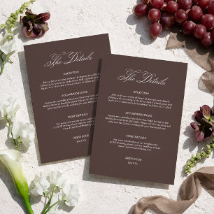 Chocolate Brown Wedding Details Enclosure Card