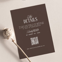 Chocolate Brown Wedding Details RSVP Qr Code