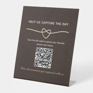 Chocolate Brown Wedding Photo Sharing QR Code Sign