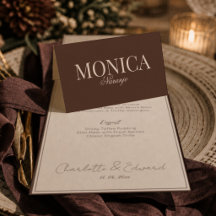Chocolate brown Wedding Place Card