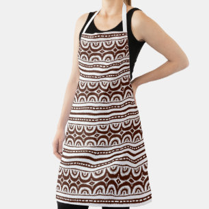 Chocolate Brown White Tribal Pattern African Apron