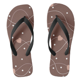 Chocolate Brown with Pink Hearts Pattern Thongs