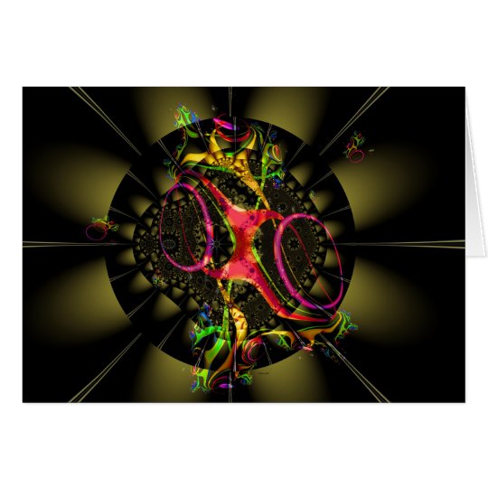 Chocolate Brown with Rainbow Fractal Art Design Card