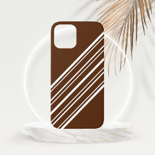 Chocolate Brown with White Stripes iPhone 15 Case