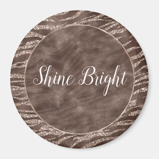 Chocolate Brown Zebra Glitter Peach Frame         Magnet (Front)