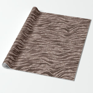 Chocolate Brown Zebra Glitter     Wrapping Paper