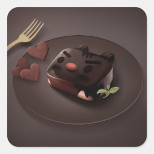 Chocolate Brownie Illustration Square Sticker