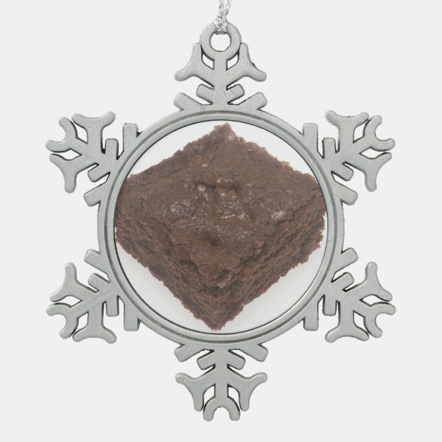 Chocolate Brownie Snowflake Pewter Christmas Ornament (Front)