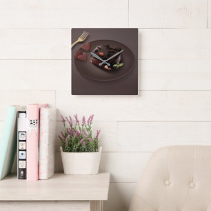 Chocolate Brownie Square Wall Clock