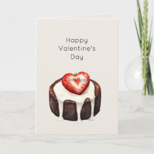 Chocolate Brownie Strawberry Heart Valentine's Day Card