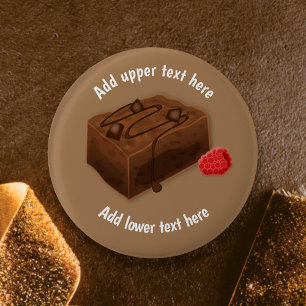 Chocolate Brownie Traybake - Choc Dessert slogan B 6 Cm Round Badge